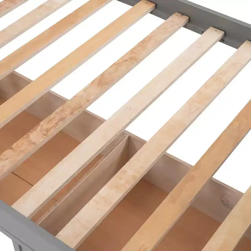 Letto a castello singolo su singolo con scaletta per bambini, struttura a letto a castello con cassetti portaoggetti e ringhiera di sicurezza per camera da letto o dormitorio