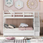 Letto a castello singolo su singolo con scaletta per bambini, struttura a letto a castello con cassetti portaoggetti e ringhiera di sicurezza per camera da letto o dormitorio