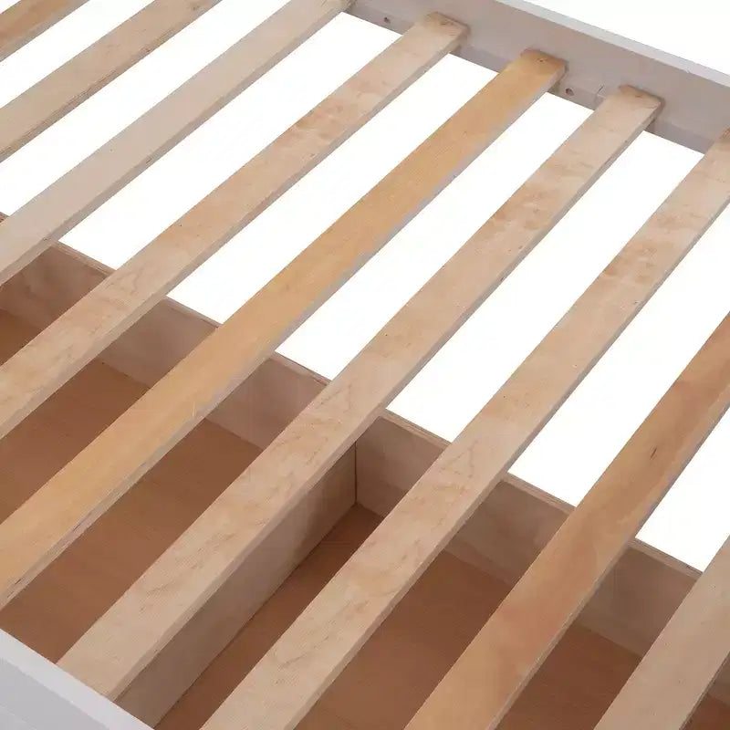 Letto a castello singolo su singolo con scaletta per bambini, struttura a letto a castello con cassetti portaoggetti e ringhiera di sicurezza per camera da letto o dormitorio