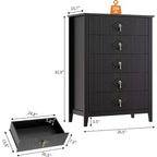 COZONY 42.9 Tall Fluted 5-Drawer Dresser, Modern Wood Chest of Drawers for Bedroom, Storage Organizer Cabinet for Living Room, Hallway