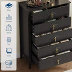 COZONY 42.9 Tall Fluted 5-Drawer Dresser, Modern Wood Chest of Drawers for Bedroom, Storage Organizer Cabinet for Living Room, Hallway