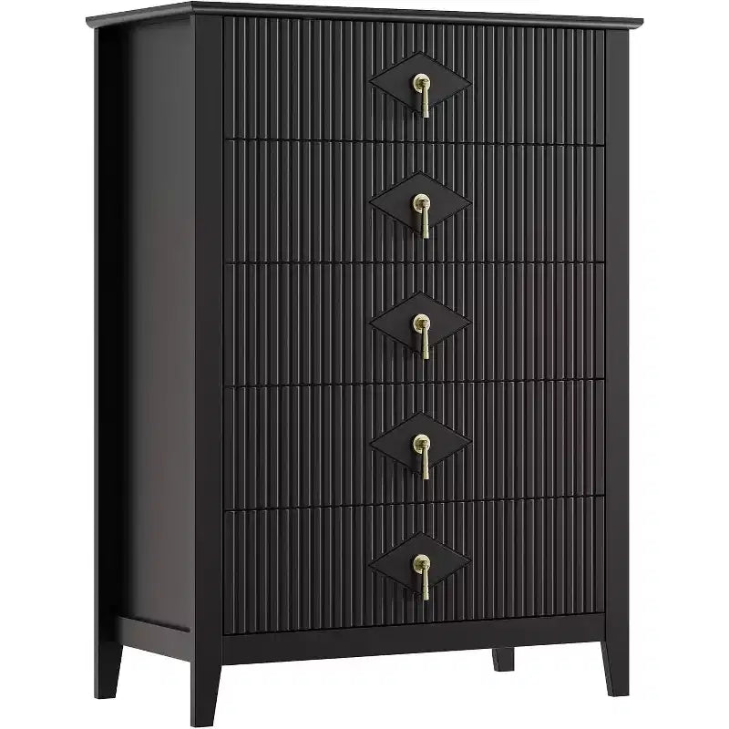 COZONY 42.9 Tall Fluted 5-Drawer Dresser, Modern Wood Chest of Drawers for Bedroom, Storage Organizer Cabinet for Living Room, Hallway