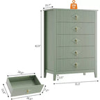 COZONY 42.9 Tall Fluted 5-Drawer Dresser, Modern Wood Chest of Drawers for Bedroom, Storage Organizer Cabinet for Living Room, Hallway