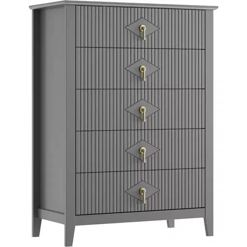 COZONY 42.9 Tall Fluted 5-Drawer Dresser, Modern Wood Chest of Drawers for Bedroom, Storage Organizer Cabinet for Living Room, Hallway