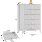 COZONY 42.9 Tall Fluted 5-Drawer Dresser, Modern Wood Chest of Drawers for Bedroom, Storage Organizer Cabinet for Living Room, Hallway