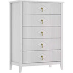 COZONY 42.9 Tall Fluted 5-Drawer Dresser, Modern Wood Chest of Drawers for Bedroom, Storage Organizer Cabinet for Living Room, Hallway