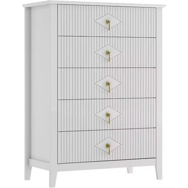 COZONY 42.9 Tall Fluted 5-Drawer Dresser, Modern Wood Chest of Drawers for Bedroom, Storage Organizer Cabinet for Living Room, Hallway