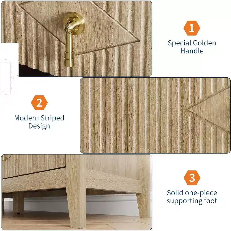 COZONY 42.9 Tall Fluted 5-Drawer Dresser, Modern Wood Chest of Drawers for Bedroom, Storage Organizer Cabinet for Living Room, Hallway