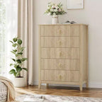 COZONY 42.9 Tall Fluted 5-Drawer Dresser, Modern Wood Chest of Drawers for Bedroom, Storage Organizer Cabinet for Living Room, Hallway