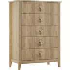 COZONY 42.9 Tall Fluted 5-Drawer Dresser, Modern Wood Chest of Drawers for Bedroom, Storage Organizer Cabinet for Living Room, Hallway