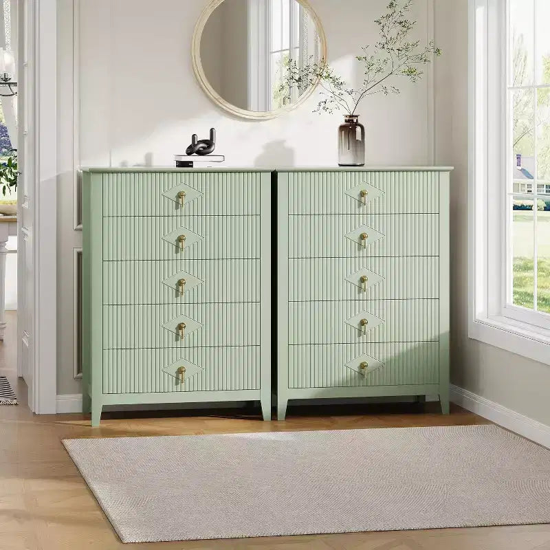 COZONY 42.9 Tall Fluted 5-Drawer Dresser, Modern Wood Chest of Drawers for Bedroom, Storage Organizer Cabinet for Living Room, Hallway