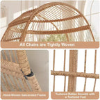 Wicker Egg Chair - Waterproof rattan egg chair with thick seat cushion, hand-woven rattan, galvanized frame, and non-slip feet - for gardens, porches