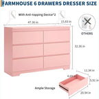 COZONY Modern 6-Drawer Dresser, Contemporary Wood Storage Cabinet, Double Dresser Chest for Bedroom Living Room Entryway