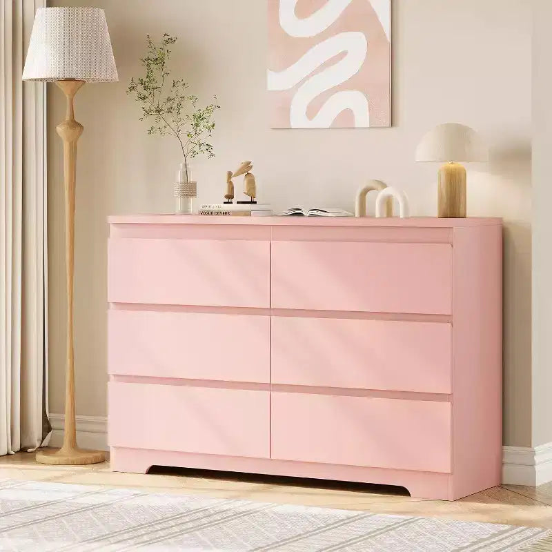 COZONY Modern 6-Drawer Dresser, Contemporary Wood Storage Cabinet, Double Dresser Chest for Bedroom Living Room Entryway