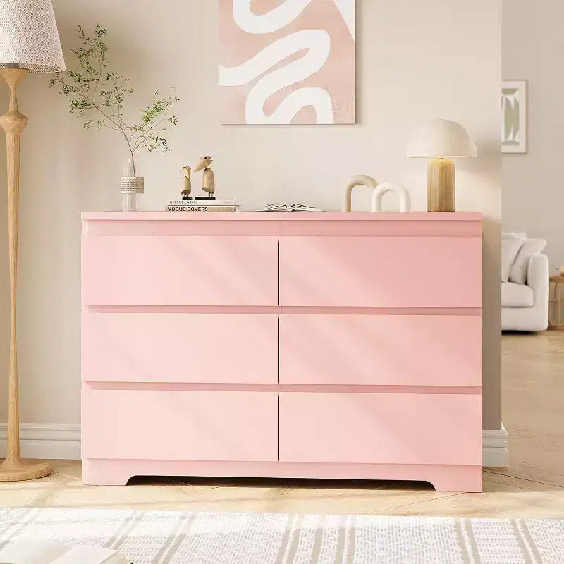 COZONY Modern 6-Drawer Dresser, Contemporary Wood Storage Cabinet, Double Dresser Chest for Bedroom Living Room Entryway