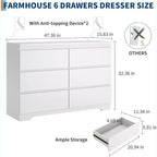 COZONY Modern 6-Drawer Dresser, Contemporary Wood Storage Cabinet, Double Dresser Chest for Bedroom Living Room Entryway