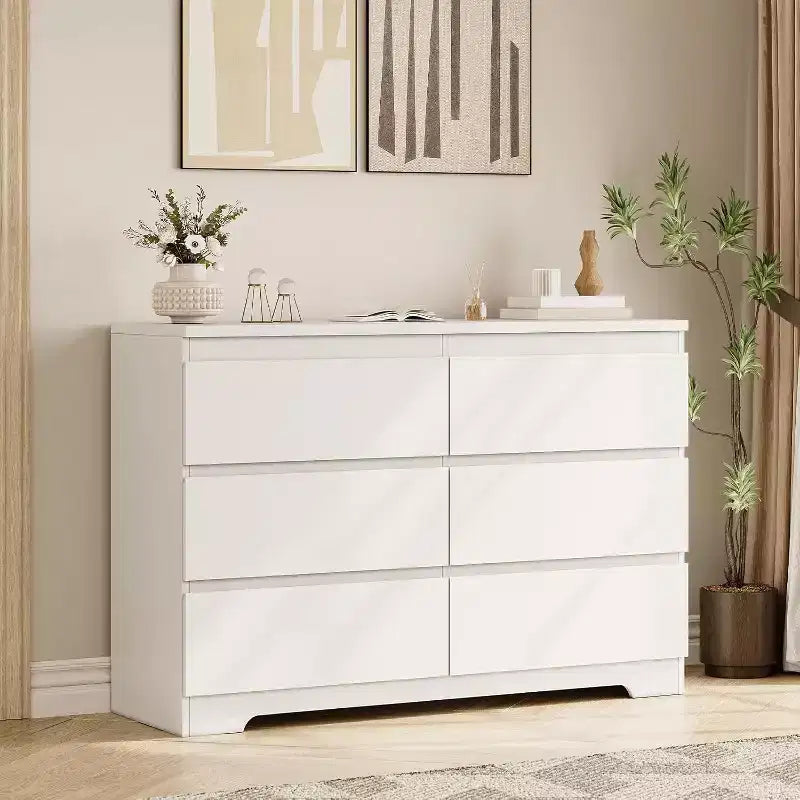 COZONY Comò Moderno a 6 Cassetti, Contenitore in Legno Contemporaneo, Cassettiera Doppia per Camera da Letto, Soggiorno, Ingresso