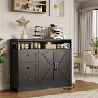 COZONY Farmhouse Sideboard Cabinet with Storage, Buffet Table with Adjustable Shelves, Multi-Functional Kitchen Cabinet for Living Room Dining Room