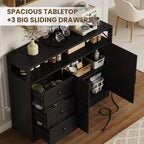 COZONY Farmhouse Sideboard Cabinet with Storage, Buffet Table with Adjustable Shelves, Multi-Functional Kitchen Cabinet for Living Room Dining Room