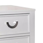 Royal Hampton Nightstand with 2 Drawers, Chrome Metal, White Wood