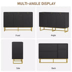 31.5 Sideboard Buffet Cabinet, Wood Entryway Coffee Bar Cabinet with Metal Legs, Credenza Console Table, Floor Cupboard Cabinet for Living Room
