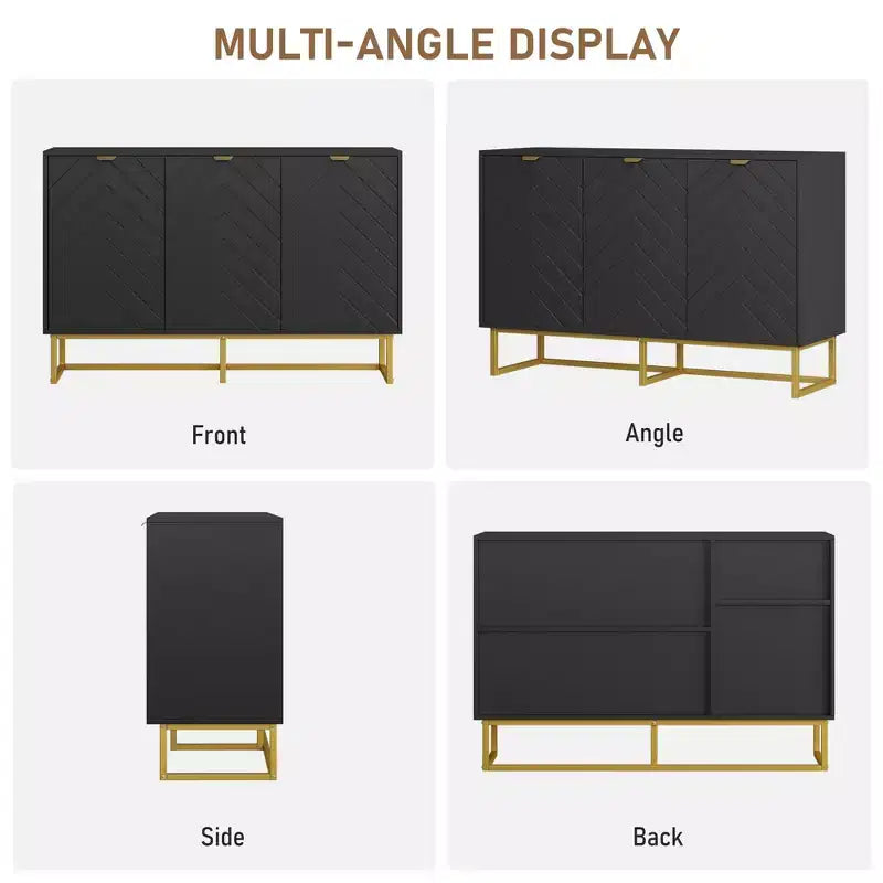 31.5 Sideboard Buffet Cabinet, Wood Entryway Coffee Bar Cabinet with Metal Legs, Credenza Console Table, Floor Cupboard Cabinet for Living Room