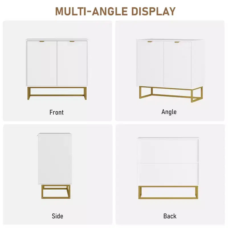 31.5 Sideboard Buffet Cabinet, Wood Entryway Coffee Bar Cabinet with Metal Legs, Credenza Console Table, Floor Cupboard Cabinet for Living Room