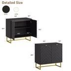 31.5 Sideboard Buffet Cabinet, Wood Entryway Coffee Bar Cabinet with Metal Legs, Credenza Console Table, Floor Cupboard Cabinet for Living Room