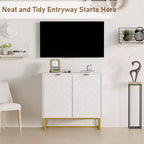 31.5 Sideboard Buffet Cabinet, Wood Entryway Coffee Bar Cabinet with Metal Legs, Credenza Console Table, Floor Cupboard Cabinet for Living Room