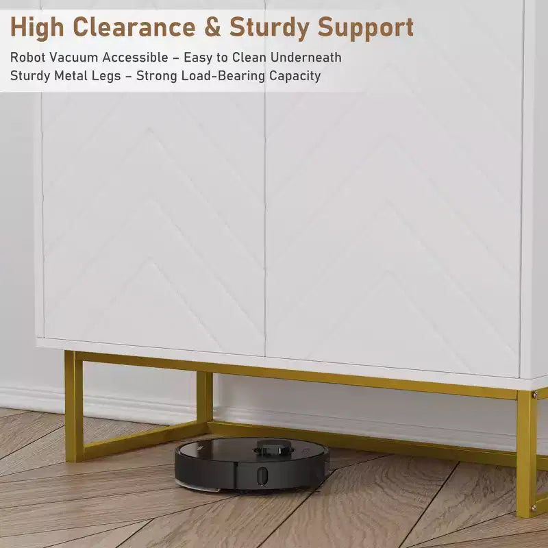 31.5 Sideboard Buffet Cabinet, Wood Entryway Coffee Bar Cabinet with Metal Legs, Credenza Console Table, Floor Cupboard Cabinet for Living Room