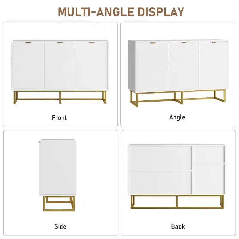 31.5 Sideboard Buffet Cabinet, Wood Entryway Coffee Bar Cabinet with Metal Legs, Credenza Console Table, Floor Cupboard Cabinet for Living Room