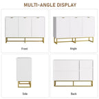 31.5 Sideboard Buffet Cabinet, Wood Entryway Coffee Bar Cabinet with Metal Legs, Credenza Console Table, Floor Cupboard Cabinet for Living Room