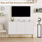 31.5 Sideboard Buffet Cabinet, Wood Entryway Coffee Bar Cabinet with Metal Legs, Credenza Console Table, Floor Cupboard Cabinet for Living Room