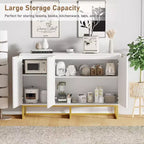 31.5 Sideboard Buffet Cabinet, Wood Entryway Coffee Bar Cabinet with Metal Legs, Credenza Console Table, Floor Cupboard Cabinet for Living Room