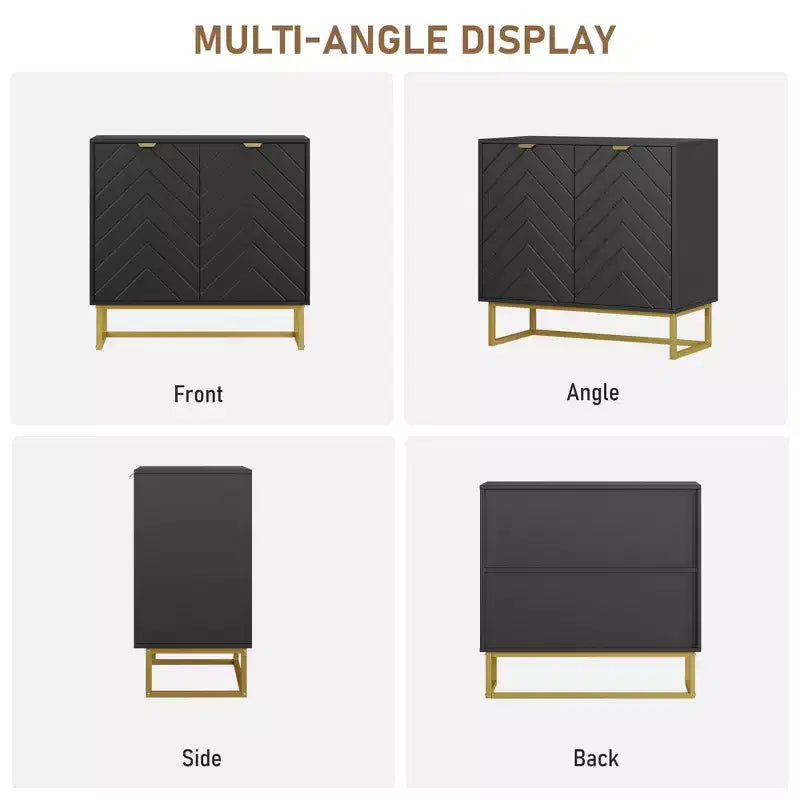 31.5 Sideboard Buffet Cabinet, Wood Entryway Coffee Bar Cabinet with Metal Legs, Credenza Console Table, Floor Cupboard Cabinet for Living Room
