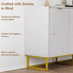 31.5 Sideboard Buffet Cabinet, Wood Entryway Coffee Bar Cabinet with Metal Legs, Credenza Console Table, Floor Cupboard Cabinet for Living Room