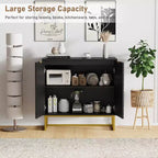 31.5 Sideboard Buffet Cabinet, Wood Entryway Coffee Bar Cabinet with Metal Legs, Credenza Console Table, Floor Cupboard Cabinet for Living Room