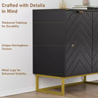 31.5 Sideboard Buffet Cabinet, Wood Entryway Coffee Bar Cabinet with Metal Legs, Credenza Console Table, Floor Cupboard Cabinet for Living Room