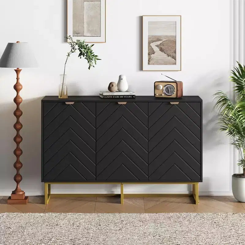 31.5 Mobile Credenza Buffet, Mobile Bar per Ingresso in Legno con Gambe in Metallo, Consolle Credenza, Armadio a Pavimento per Soggiorno