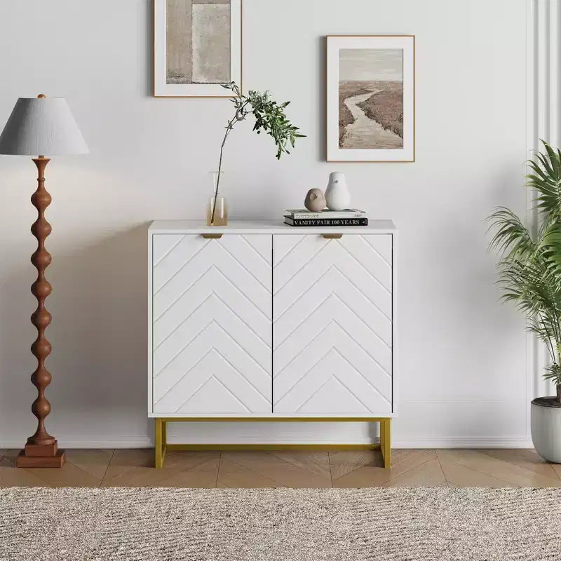 31.5 Mobile Credenza Buffet, Mobile Bar per Ingresso in Legno con Gambe in Metallo, Consolle Credenza, Armadio a Pavimento per Soggiorno