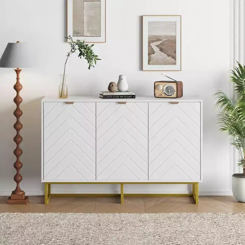 31.5 Mobile Credenza Buffet, Mobile Bar per Ingresso in Legno con Gambe in Metallo, Consolle Credenza, Armadio a Pavimento per Soggiorno