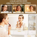 48 Fluted Makeup Vanity Desk with Mirror and Lights, Modern Makeup Table with 36 Lighted Mirror, 3 Color Modes, Built-in Outlet