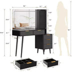 48 Fluted Makeup Vanity Desk with Mirror and Lights, Modern Makeup Table with 36 Lighted Mirror, 3 Color Modes, Built-in Outlet
