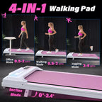 Tapis Roulant Redliro Walking Pad con Inclinazione, Tapis Roulant Portatile Sotto la Scrivania per Ufficio Domestico, Walking Pad Compatto con Display LED Intelligente, Nero