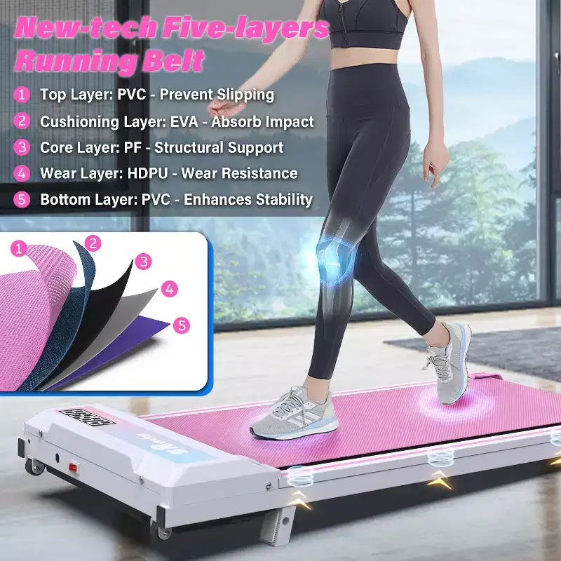 Tapis Roulant Redliro Walking Pad con Inclinazione, Tapis Roulant Portatile Sotto la Scrivania per Ufficio Domestico, Walking Pad Compatto con Display LED Intelligente, Nero