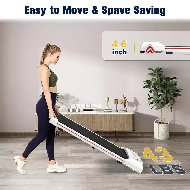 Tapis Roulant Redliro Walking Pad con Inclinazione, Tapis Roulant Portatile Sotto la Scrivania per Ufficio Domestico, Walking Pad Compatto con Display LED Intelligente, Nero