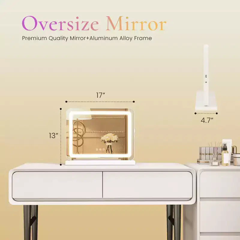 Specchio da trucco MAYEERTY con luci, controllo touch dimmerabile, quadrato