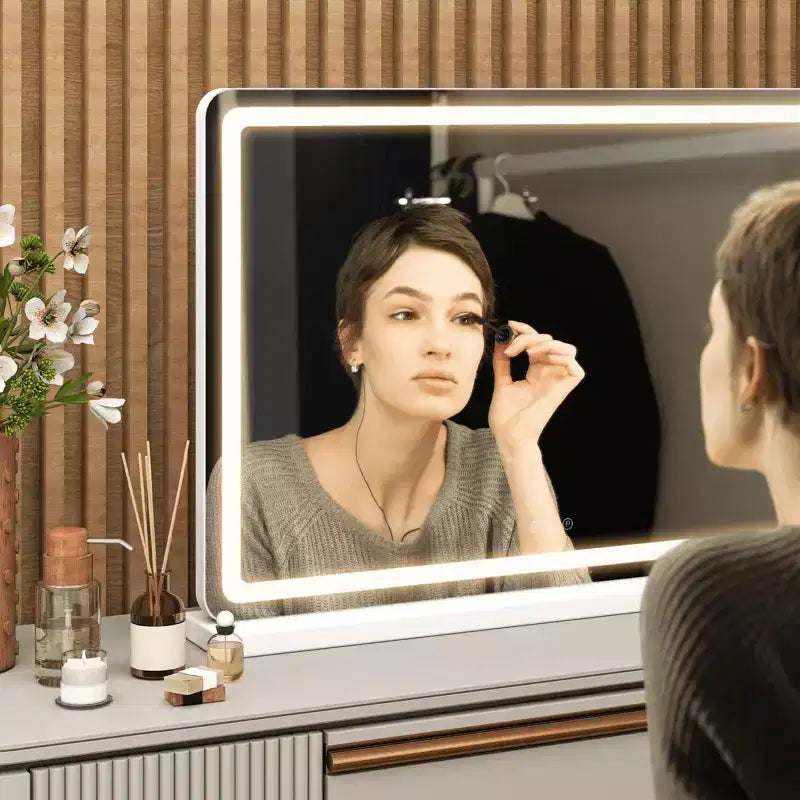 Specchio da trucco MAYEERTY con luci, controllo touch dimmerabile, quadrato