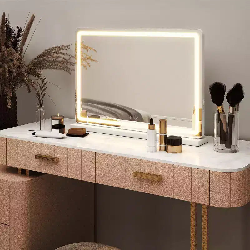 Specchio da trucco MAYEERTY con luci, controllo touch dimmerabile, quadrato