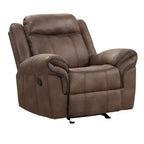 Ryal Hampton Manual Glider Recliner Chair, Brown Faux Leather, Pillow Arms